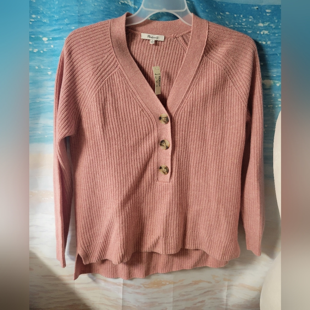 Madewell NWT ‎ V neck Sweater Size small Blush Pink